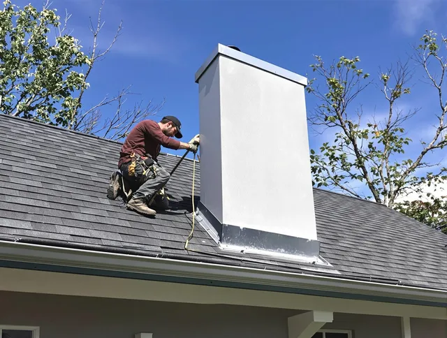 Barberton Chimney Sweep team member finishing chimney construction in Barberton, OH