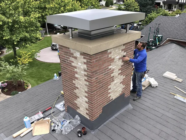 Barberton Chimney Sweep team working on a custom chimney remodel in Barberton, OH