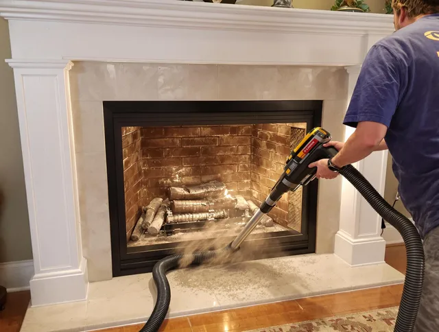 Fireplace cleaning performed by Barberton Chimney Sweep in Barberton, OH