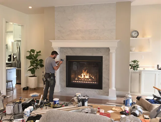 Newly installed fireplace by Barberton Chimney Sweep in Barberton, OH